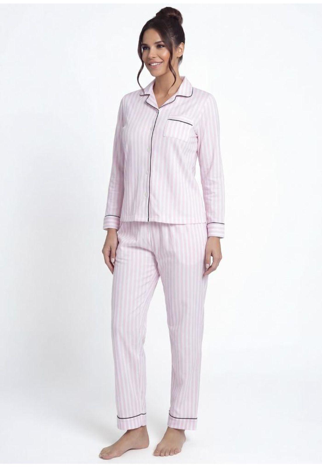 Pijama de mujer camisero Algodón 60.1596M-ROS-0