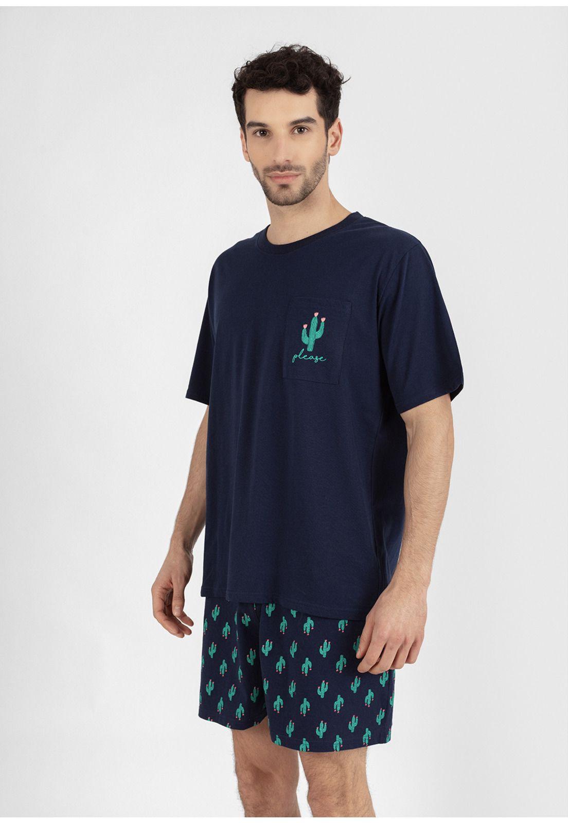 Pijama short algodón 77.752-AZU KAYSER-2