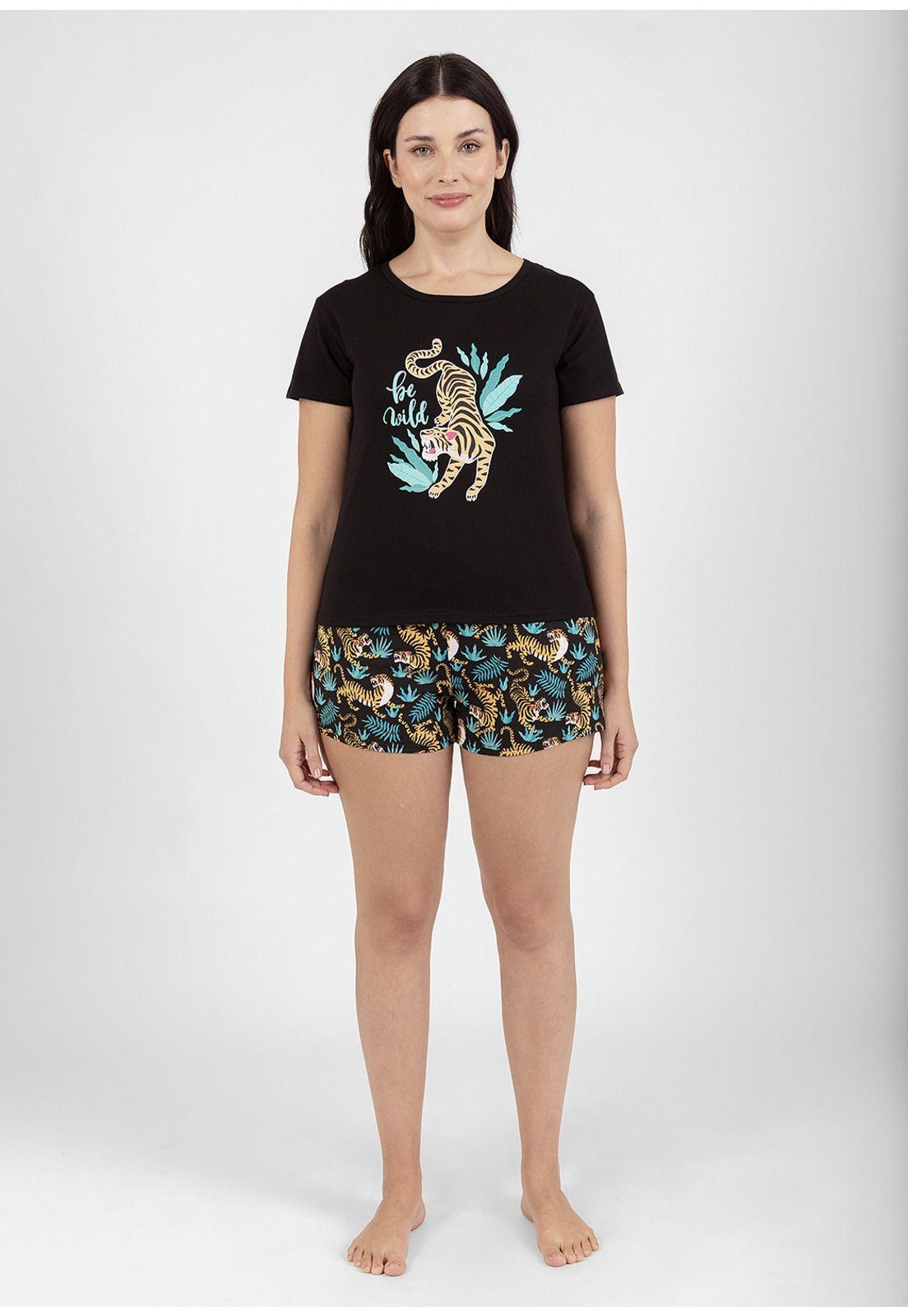 Pijama short algodón 70.880W-NEG Kayser-0