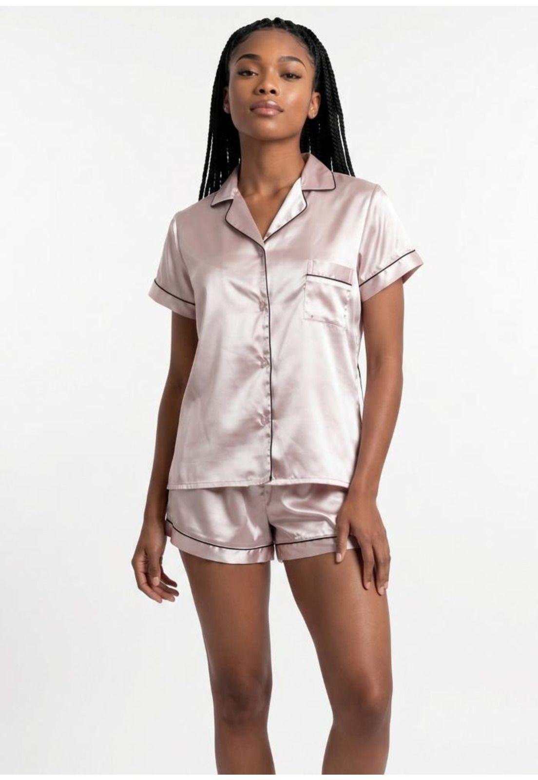 Pijama Corto Abotonado Satin Mujer Kayser  70.1145M-ROS-0