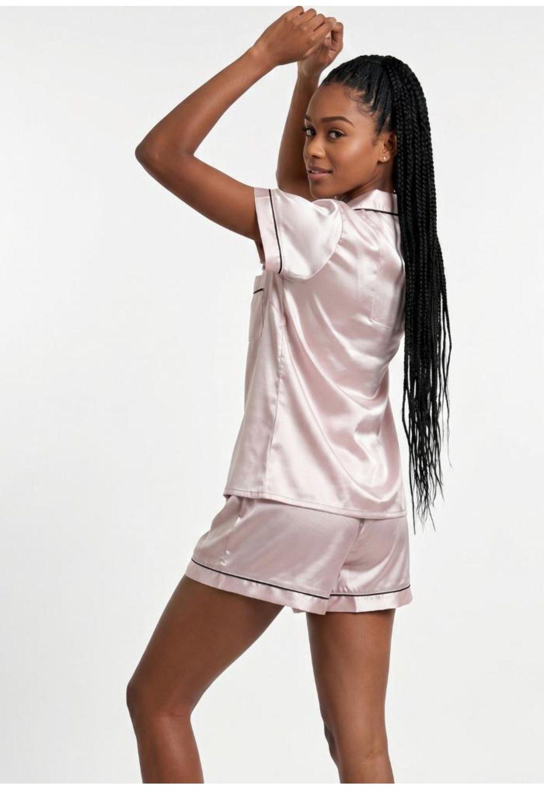 Pijama Corto Abotonado Satin Mujer Kayser  70.1145M-ROS-1