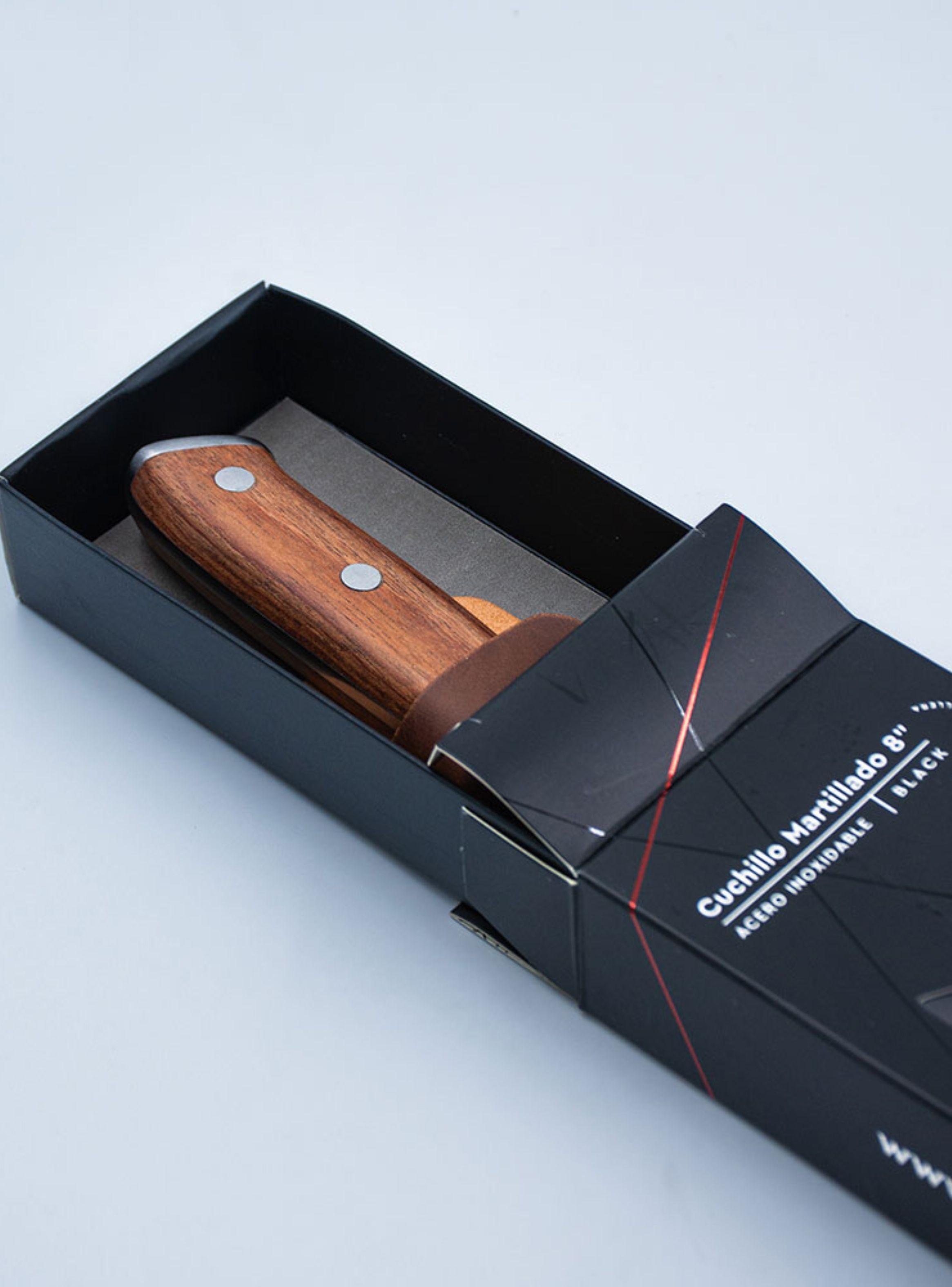 Cuchillo PK 8" Martillado con Funda de Cuero-3