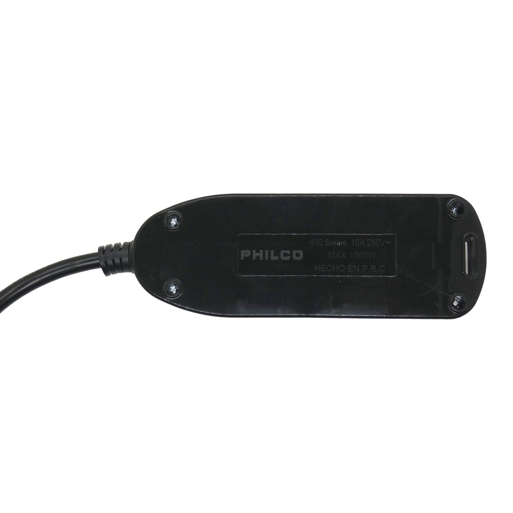 Zapatilla El ctrica 4 Tomas negro 3 Mts philco sello Sec-2