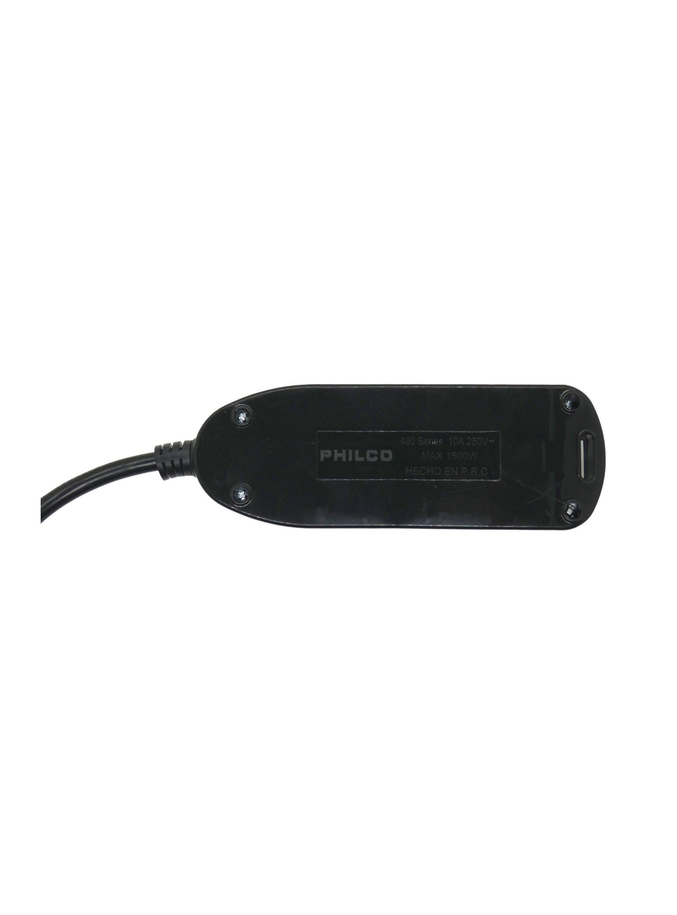 Zapatilla Electrica 4 Tomas negro 3 m philco sello Sec-2