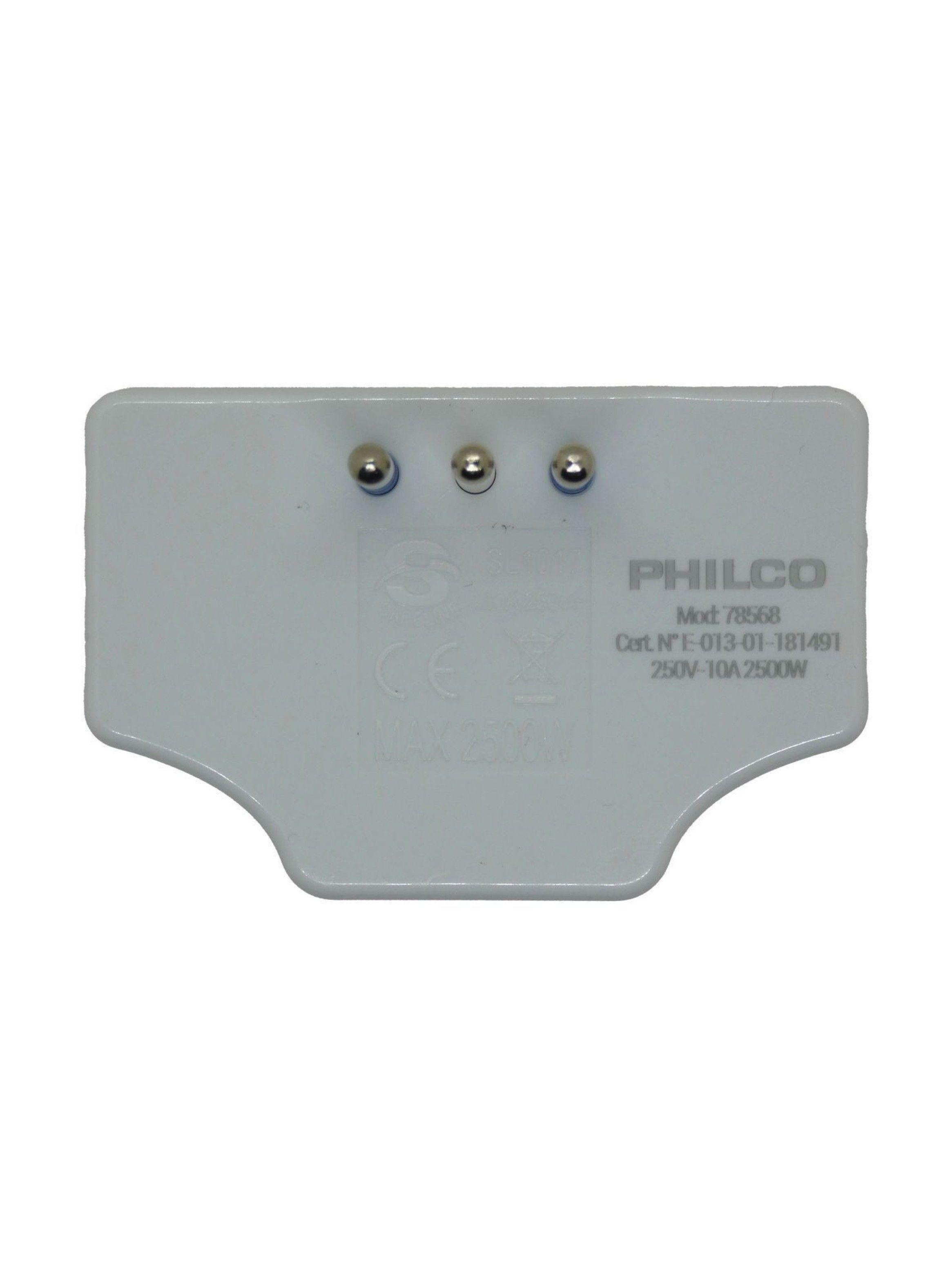 Enchufe triple plano blanco philco sello sec-3