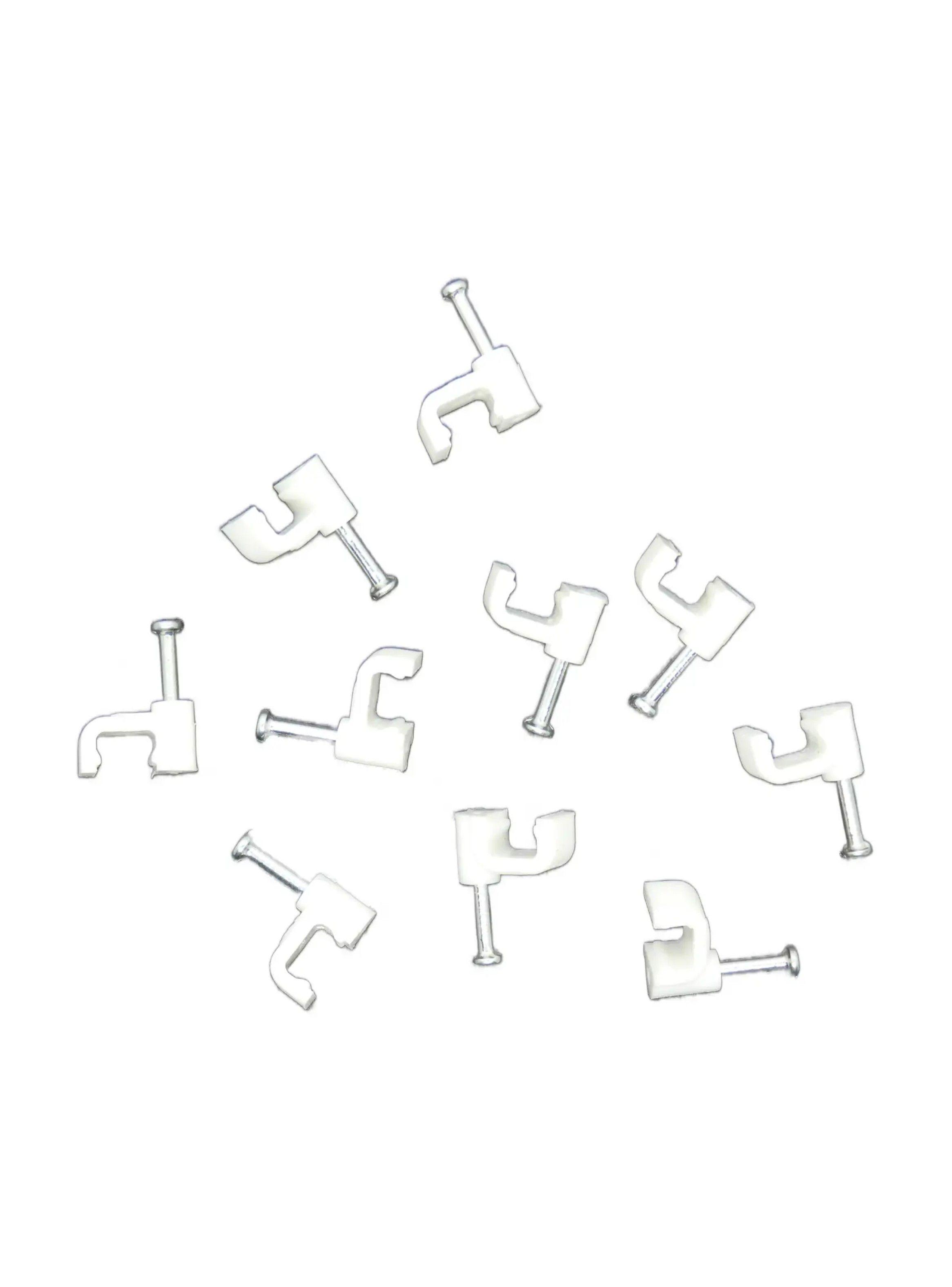 pack de 10 grampas Cable Telefónico Plano Blanco Macrotel-0