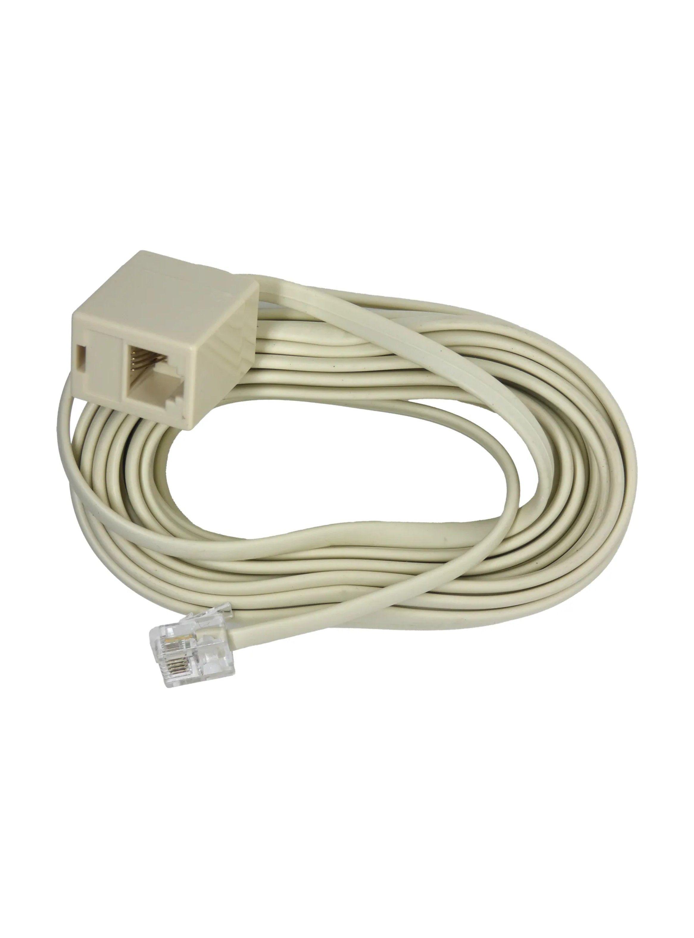 Cable extensión de teléfono RJ11 con copla 7.5 m macrotel marfil-0