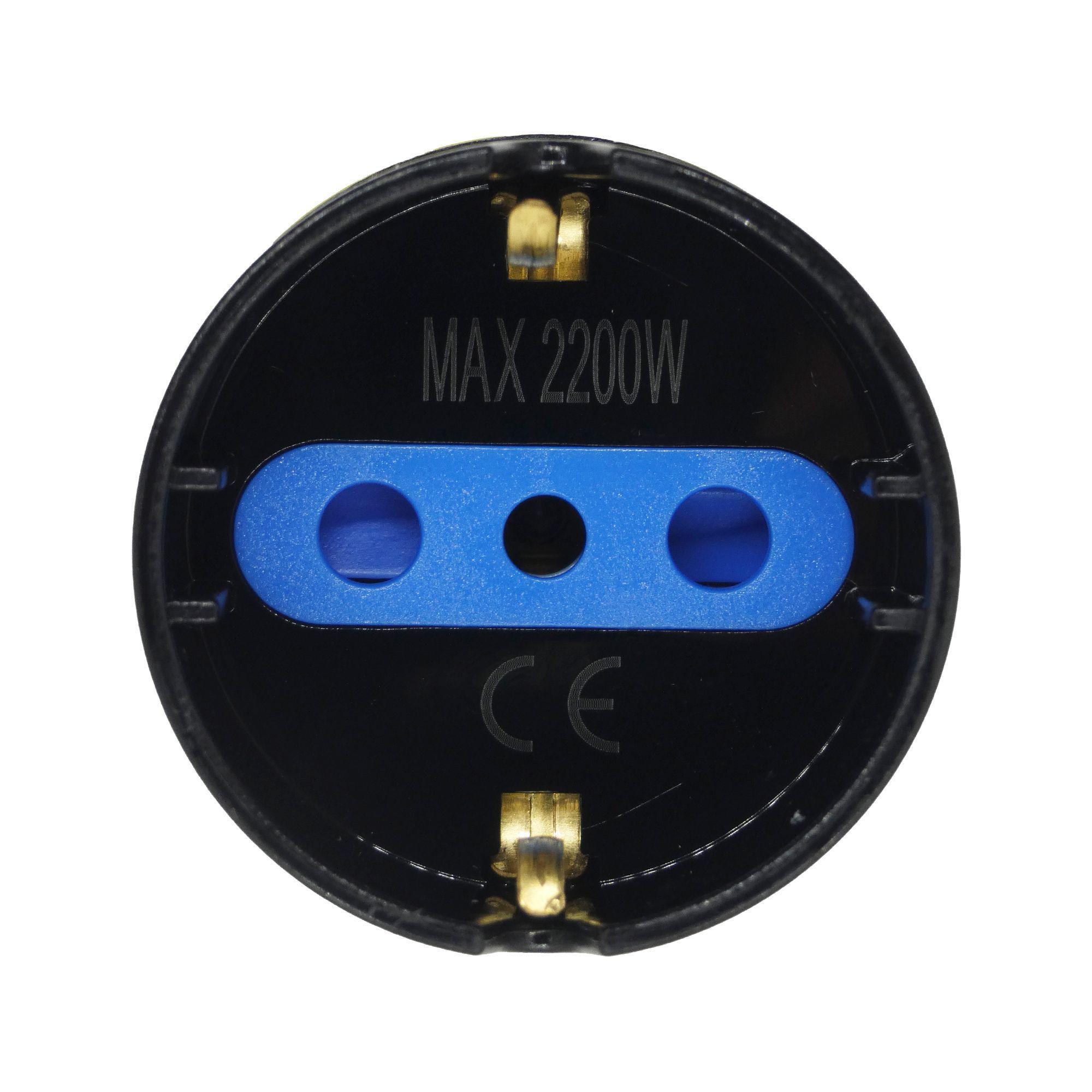 Adaptador Schuko Negro Macrotel - 2200w - Sello Sec-2