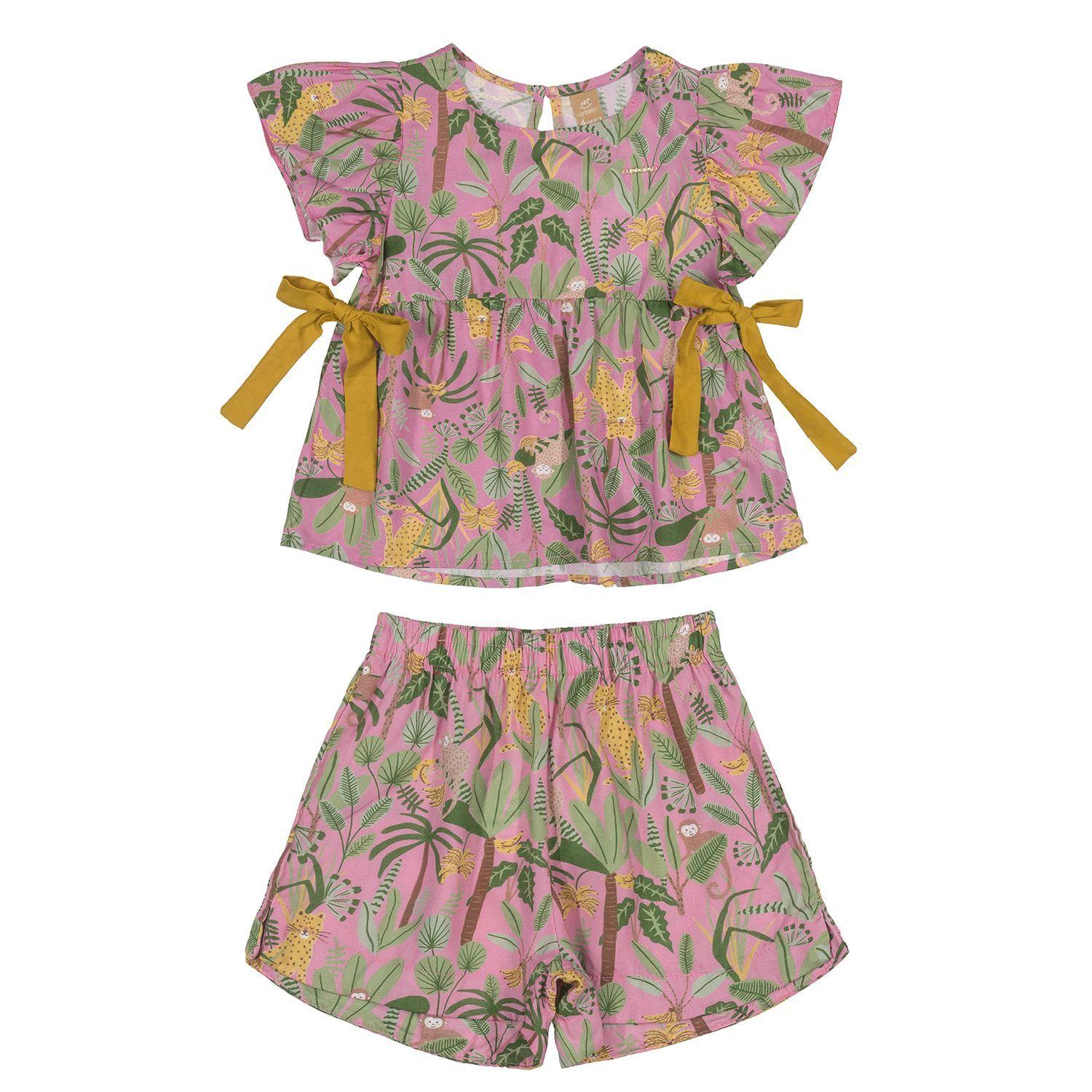 Conjunto Safari Blusa y Shorts Multicolor Rosado Up Baby-0