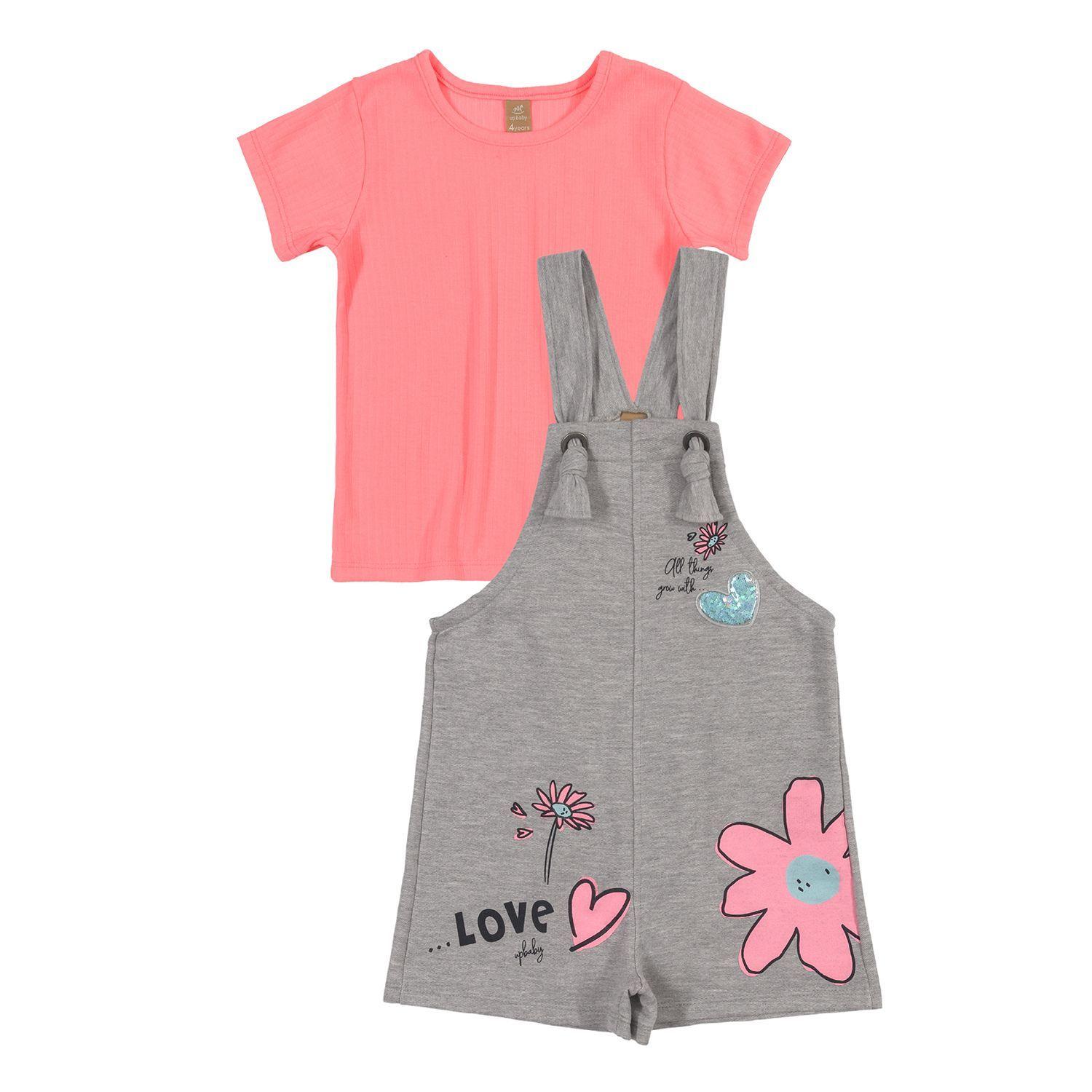 Conjunto Love Enterito y Polera Gris y Rosado Up Baby-0