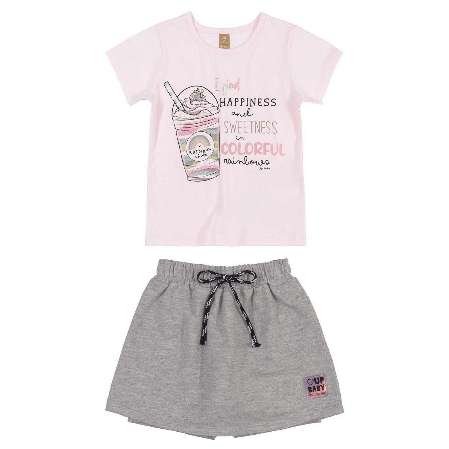 Conjunto Polera y Falda Pantalón Rosa y Gris Up Baby-0