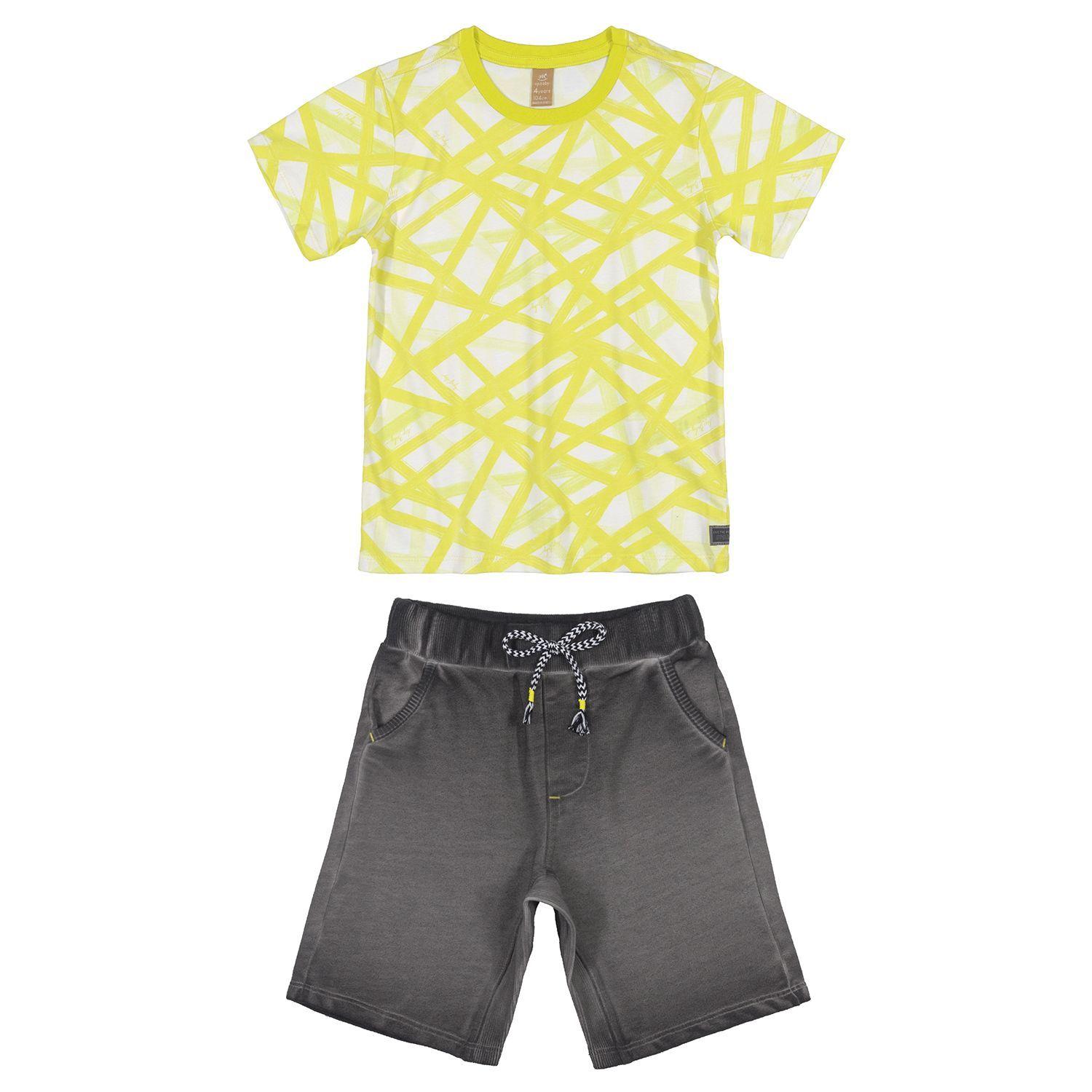 Conjunto Lineas Polera y Shorts Amarillo Up Baby-0