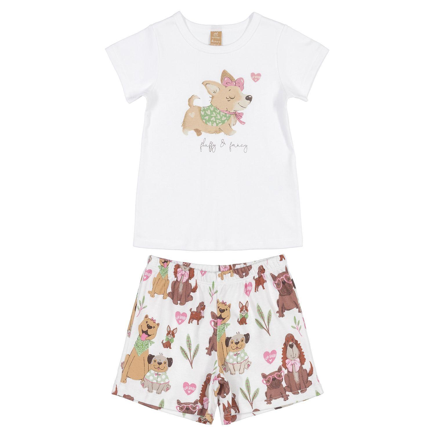 Pijama Animales Polera y Shorts Blanco Up Baby-0