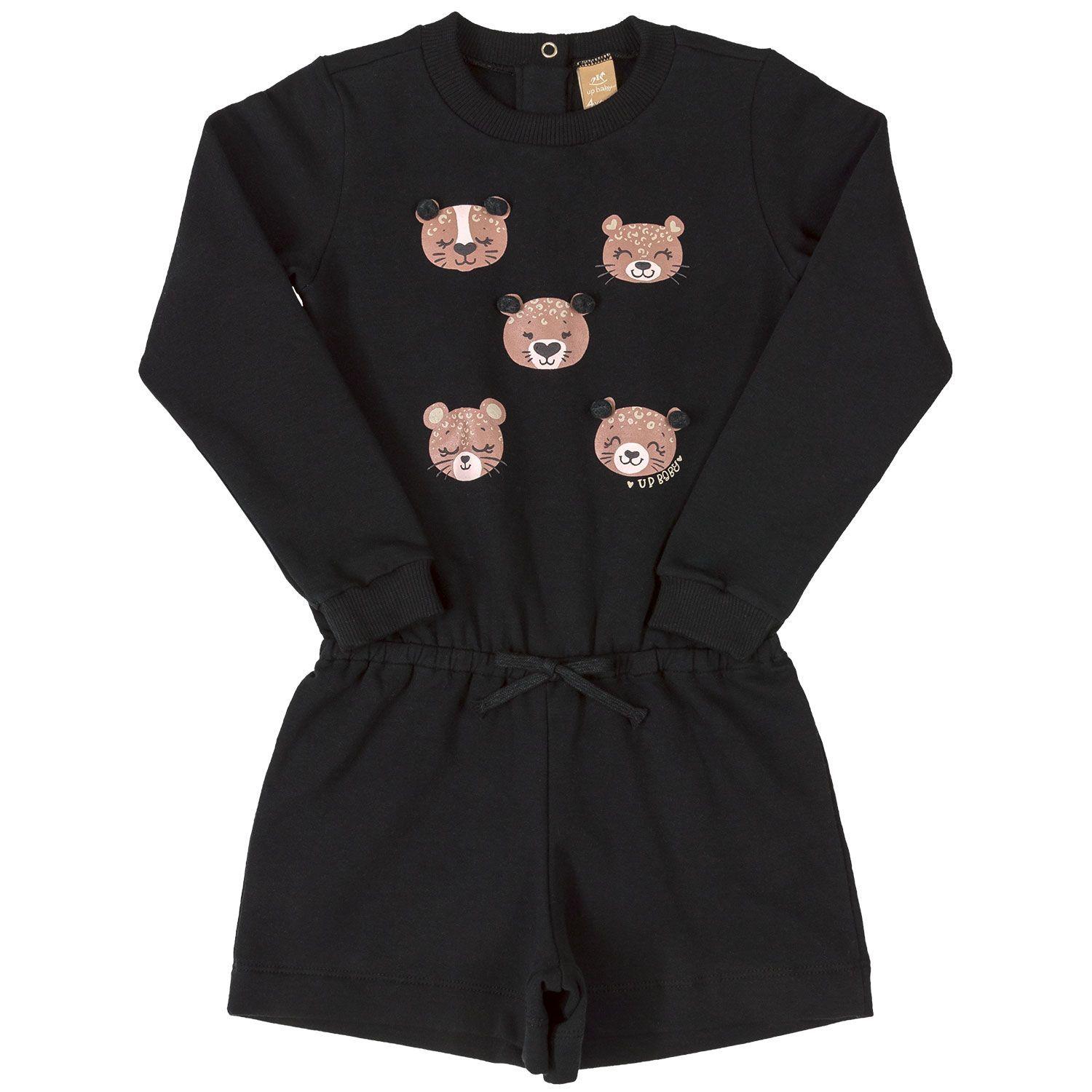 Conjunto Enterito Ositos mas Calza Animal Print Negro Up Baby-1