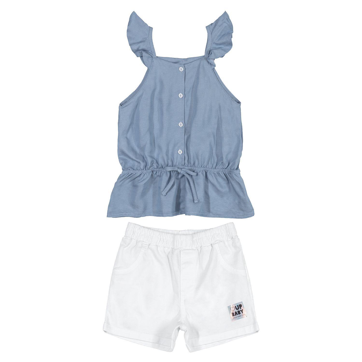 Conjunto Blusa Vuelitos y Shorts Azul y Blanco Up Baby-0