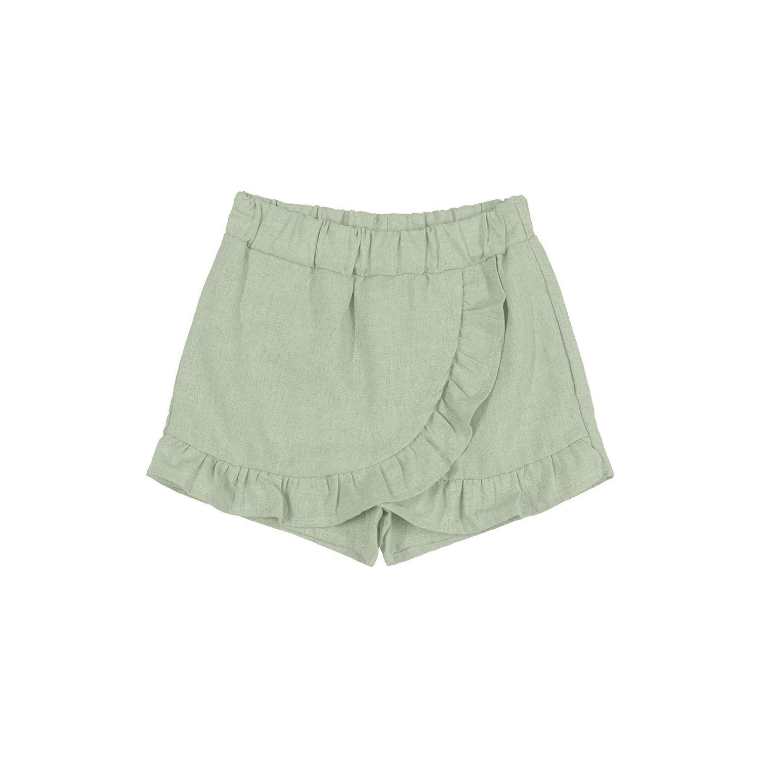 Conjunto Polera Hojas y Falda Pantalon Lino Verde Oliva Up Baby-2