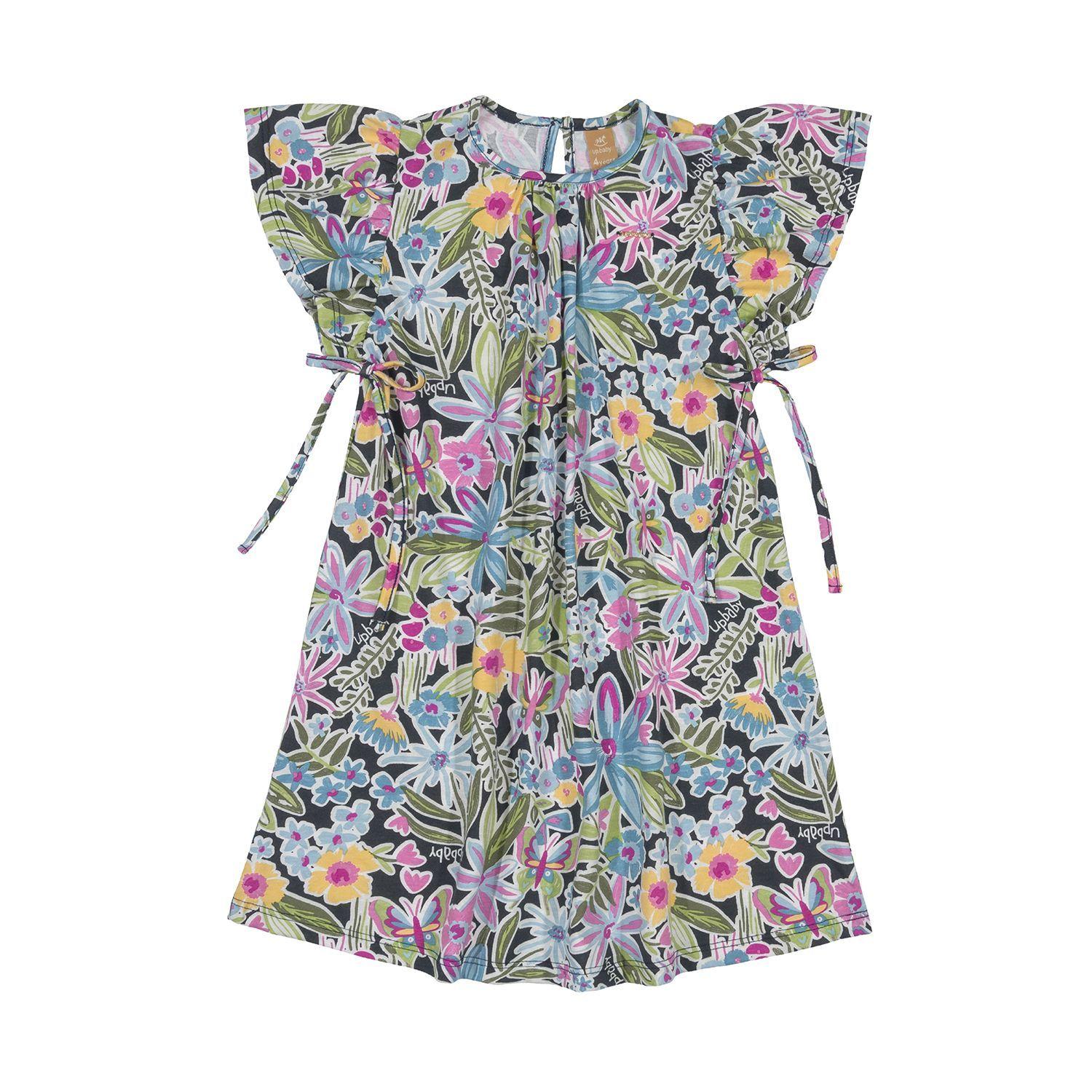 Vestido Flores Multicolor Azul y Violeta Up Baby-0