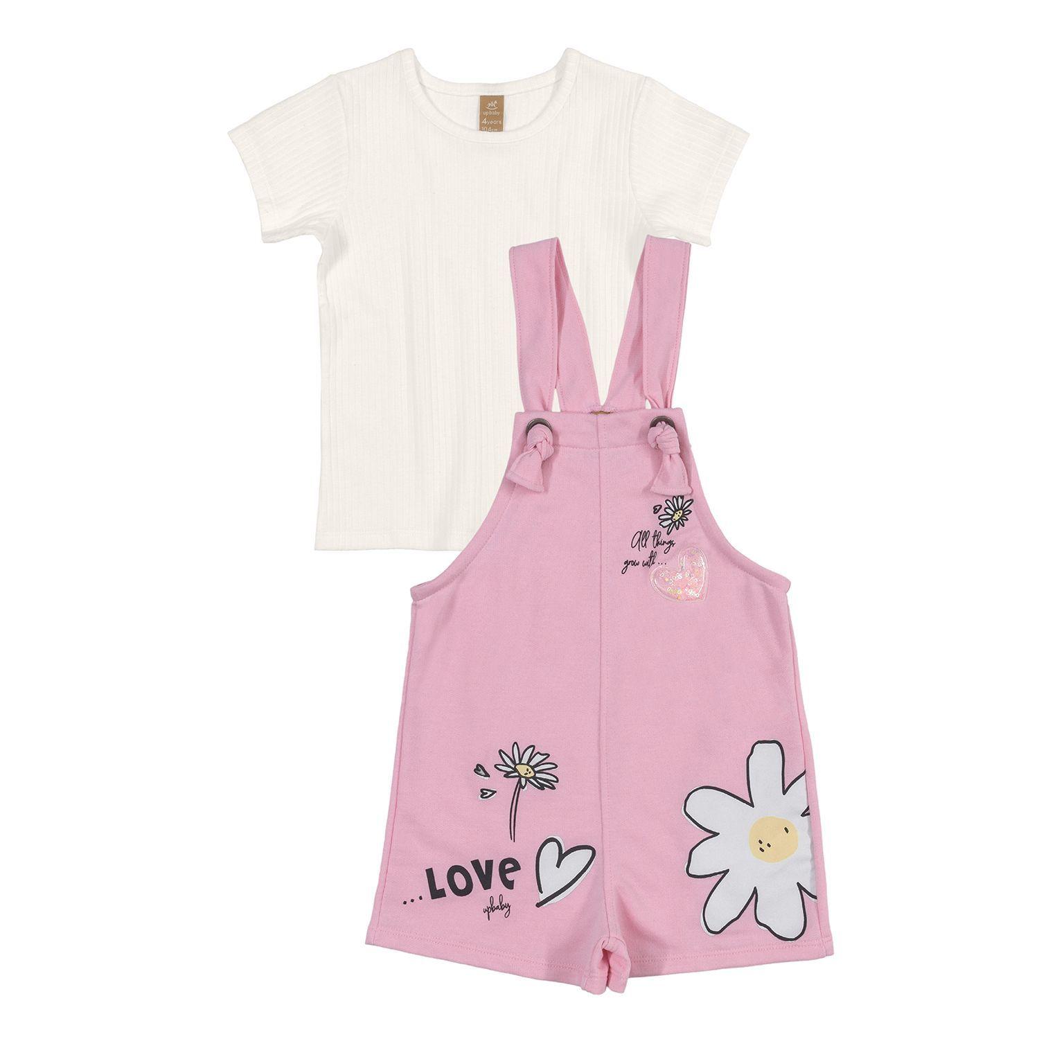 Conjunto Love Enterito y Polera Rosado Blanco Up Baby-0