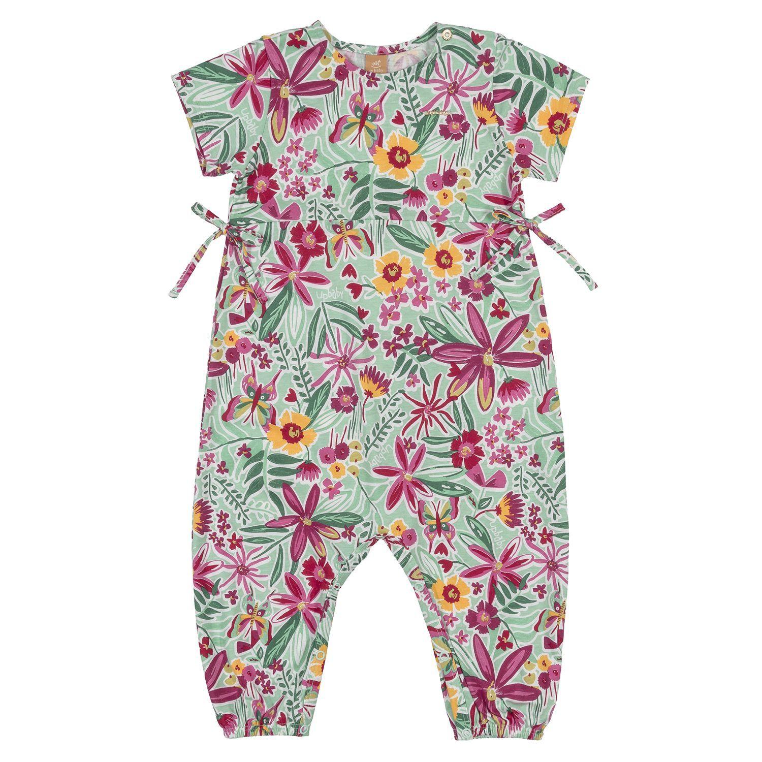 Enterito Floral y Cintillo Multicolor Verde y Fucsia Up Baby-1
