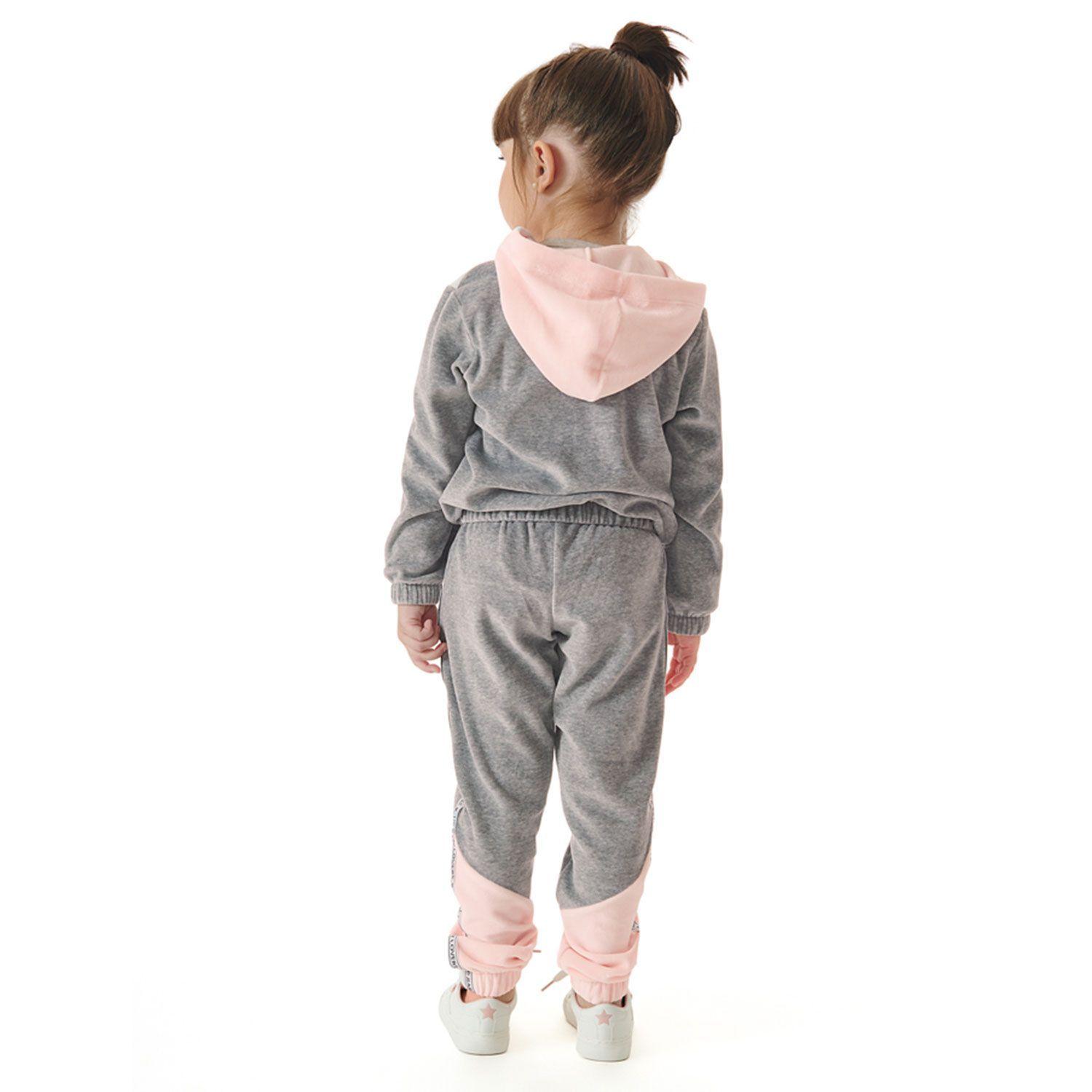 Conjunto Polerón y Pantalon Plush Gris con Rosado Up Baby-1
