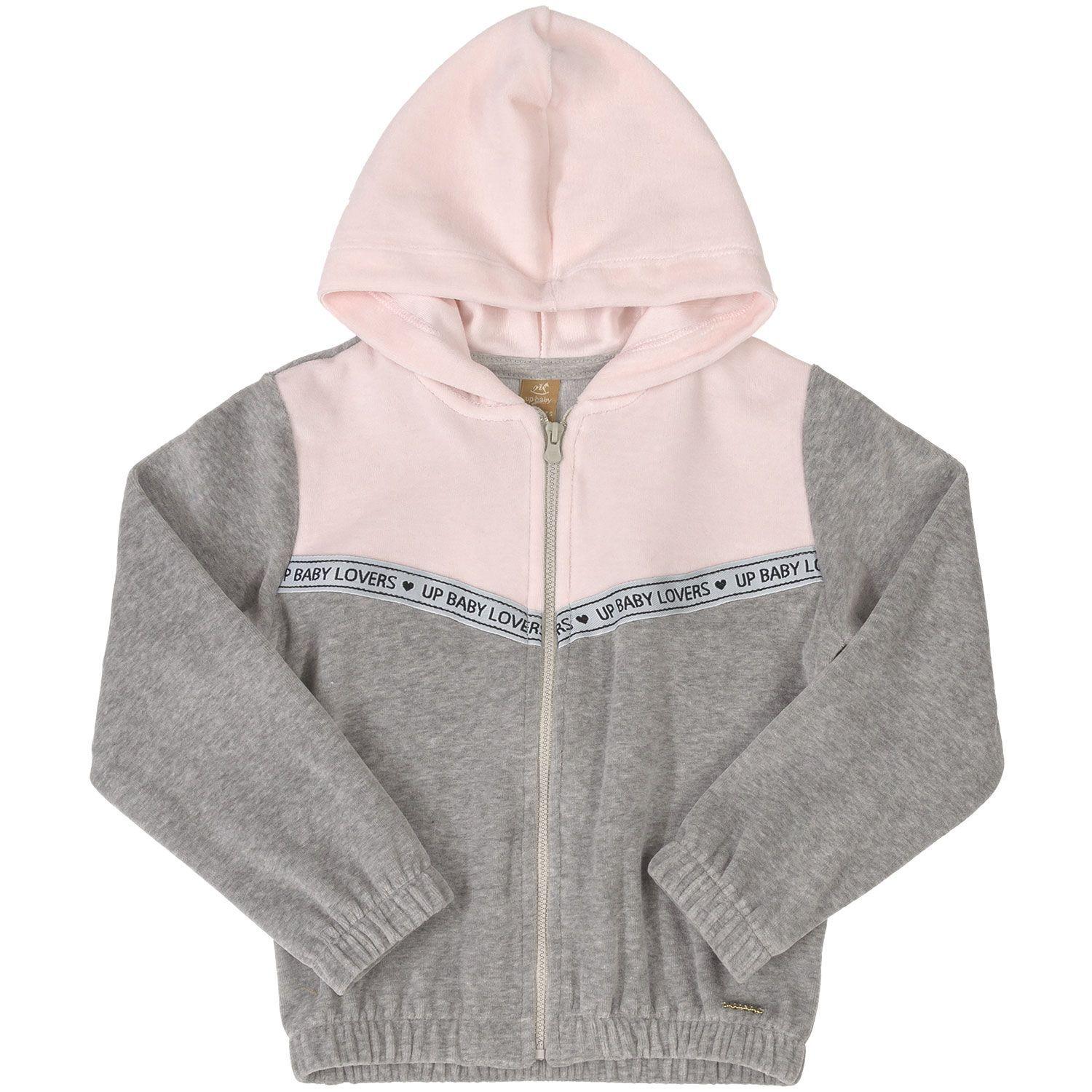 Conjunto Polerón y Pantalon Plush Gris con Rosado Up Baby-2