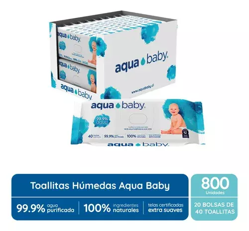 CAJA 20 TOALLITAS HÚMEDAS AQUA BABY 40 UNIDADES-2
