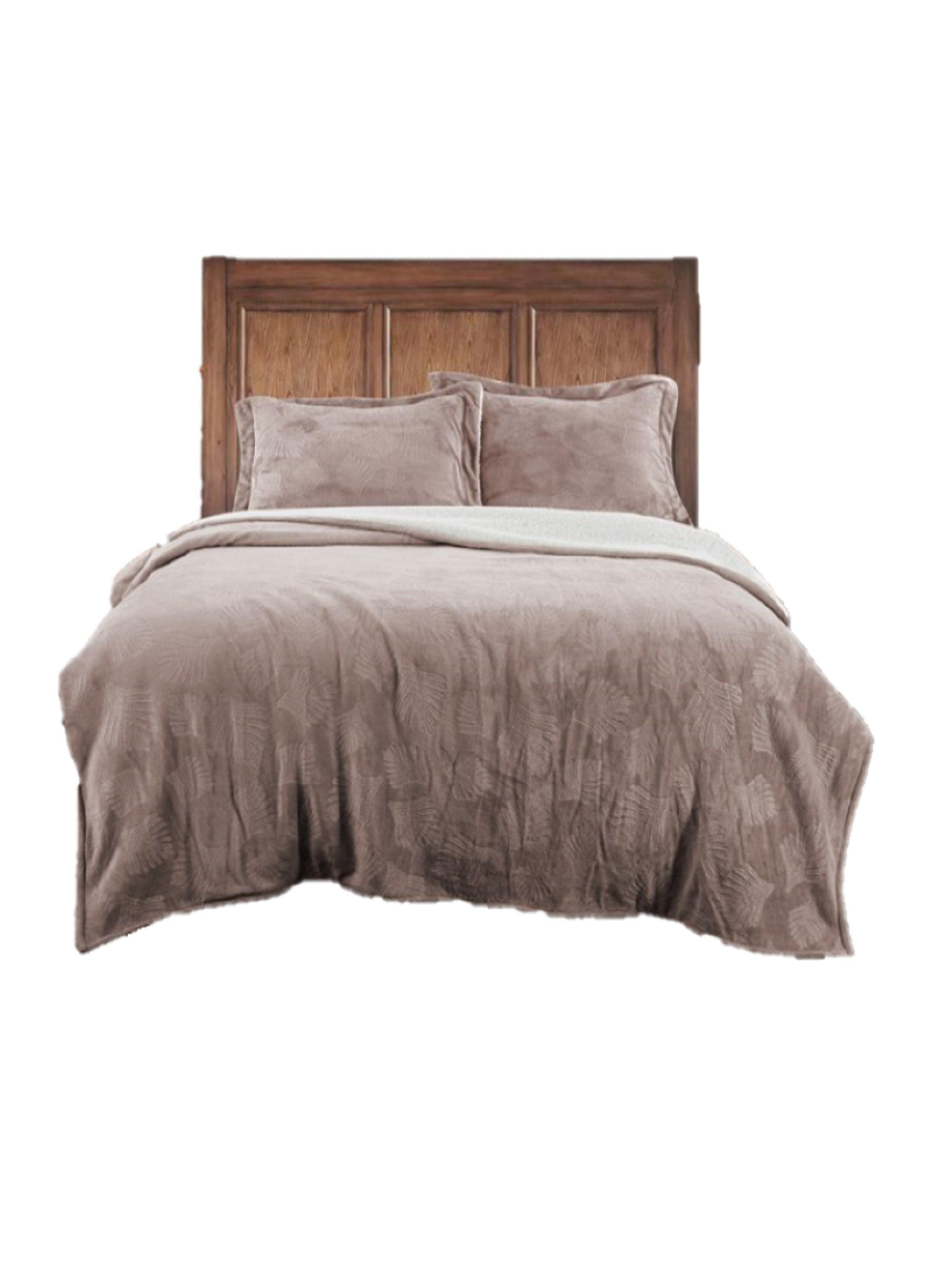 Cobertor Sherpa Embossed 2.0 Plaza con Funda de Almohada Mod Plum-0