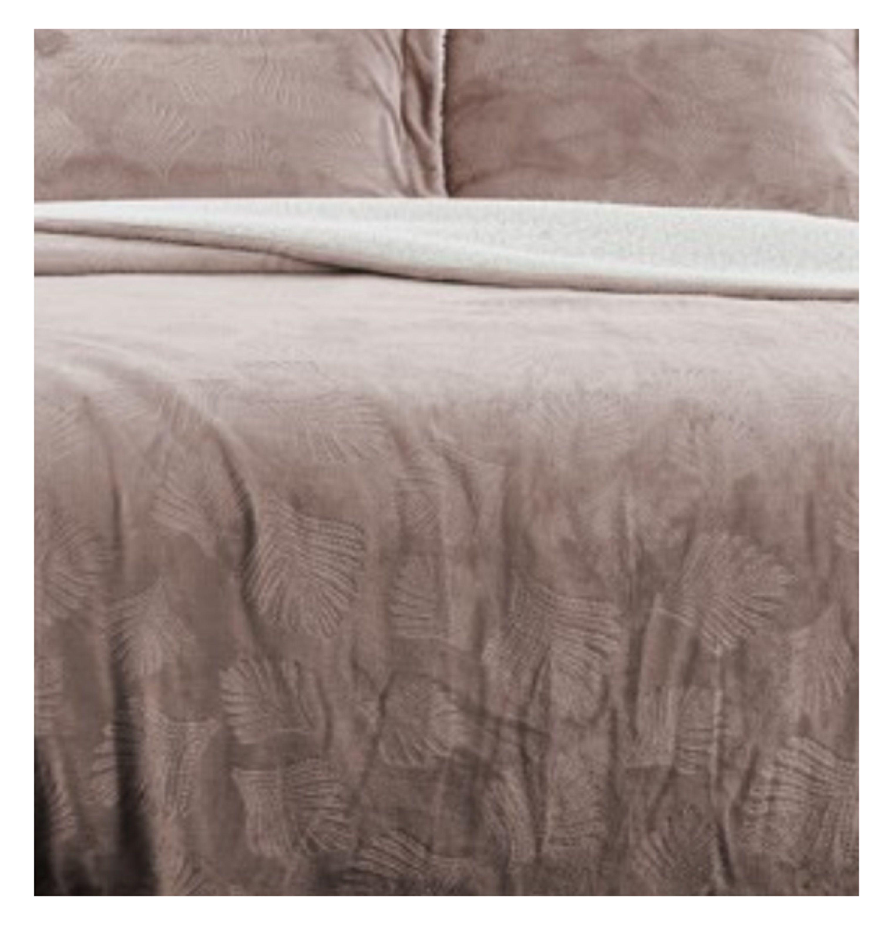 Cobertor Sherpa Embossed 2.0 Plaza con Funda de Almohada Mod Plum-1