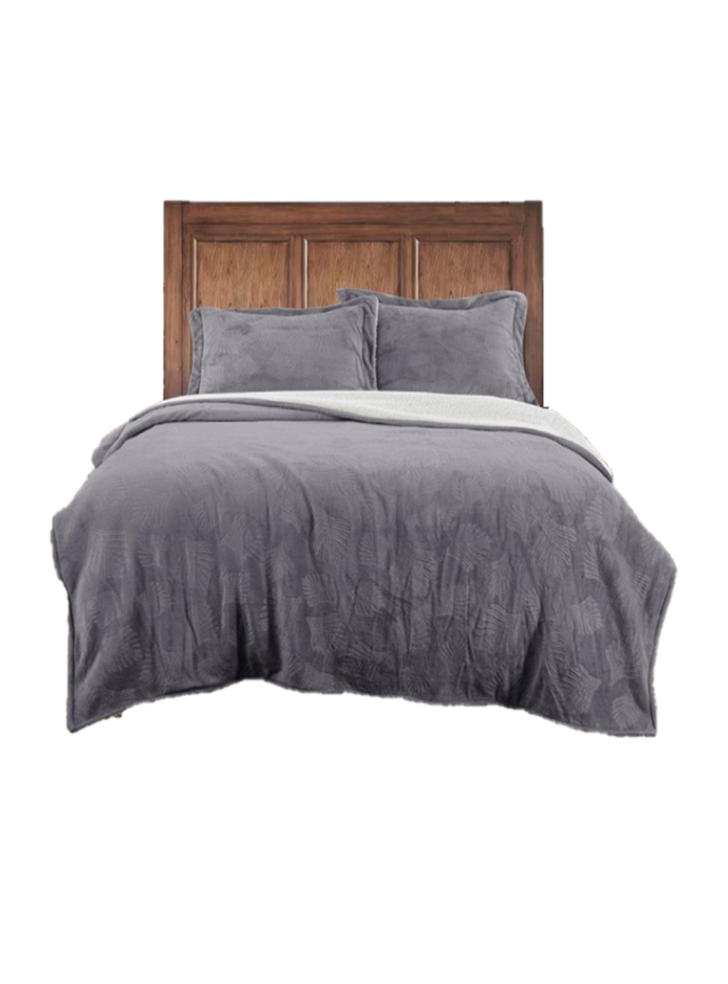 Cobertor Sherpa Embossed 2.0 Plaza con Funda de Almohada Mod Sage-0