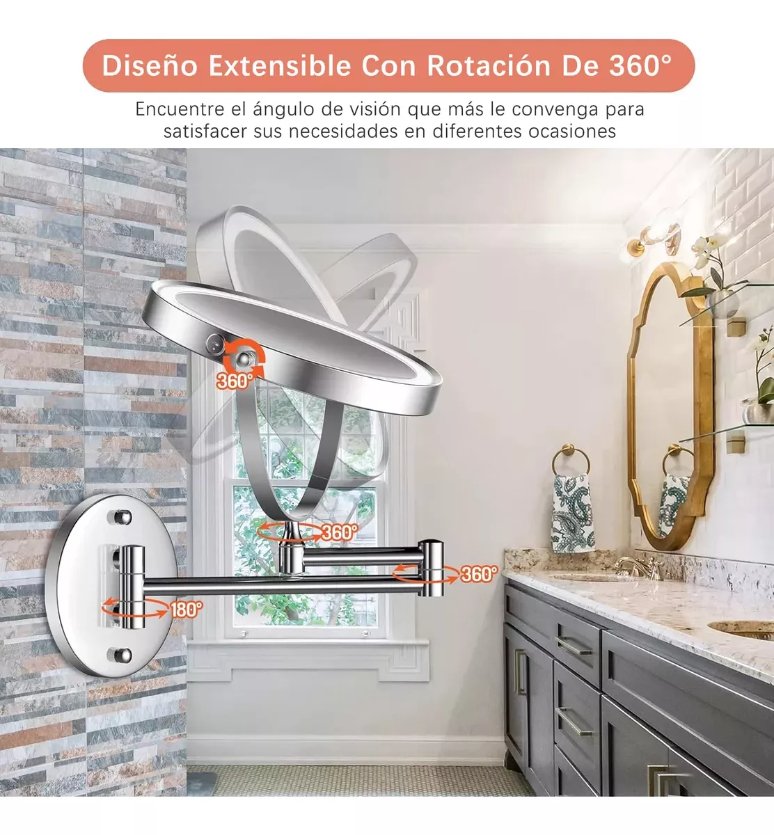 Espejo Iluminado De Pared Recargable De Doble Zoom X7-4