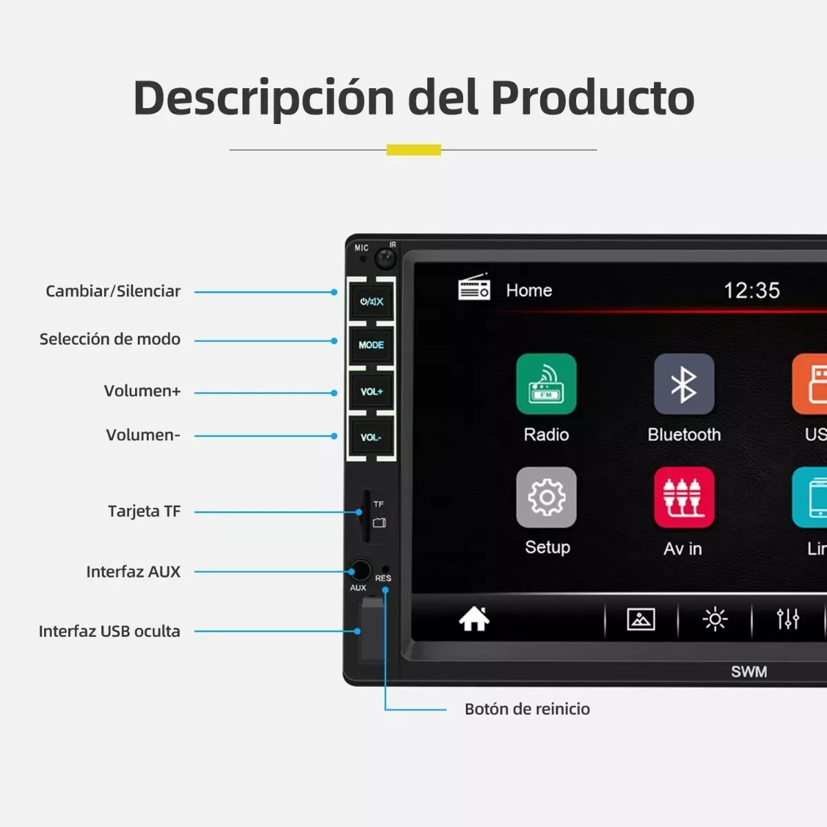 Estéreo De Coche Android Universal De 7 Pulgadas Con Wifi Mi-6