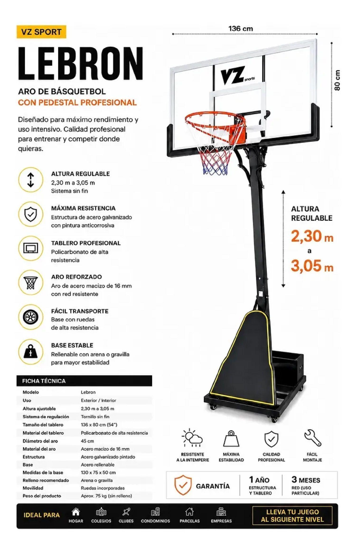 Aro de Basquetbol Lebron - Altura Regulable-2