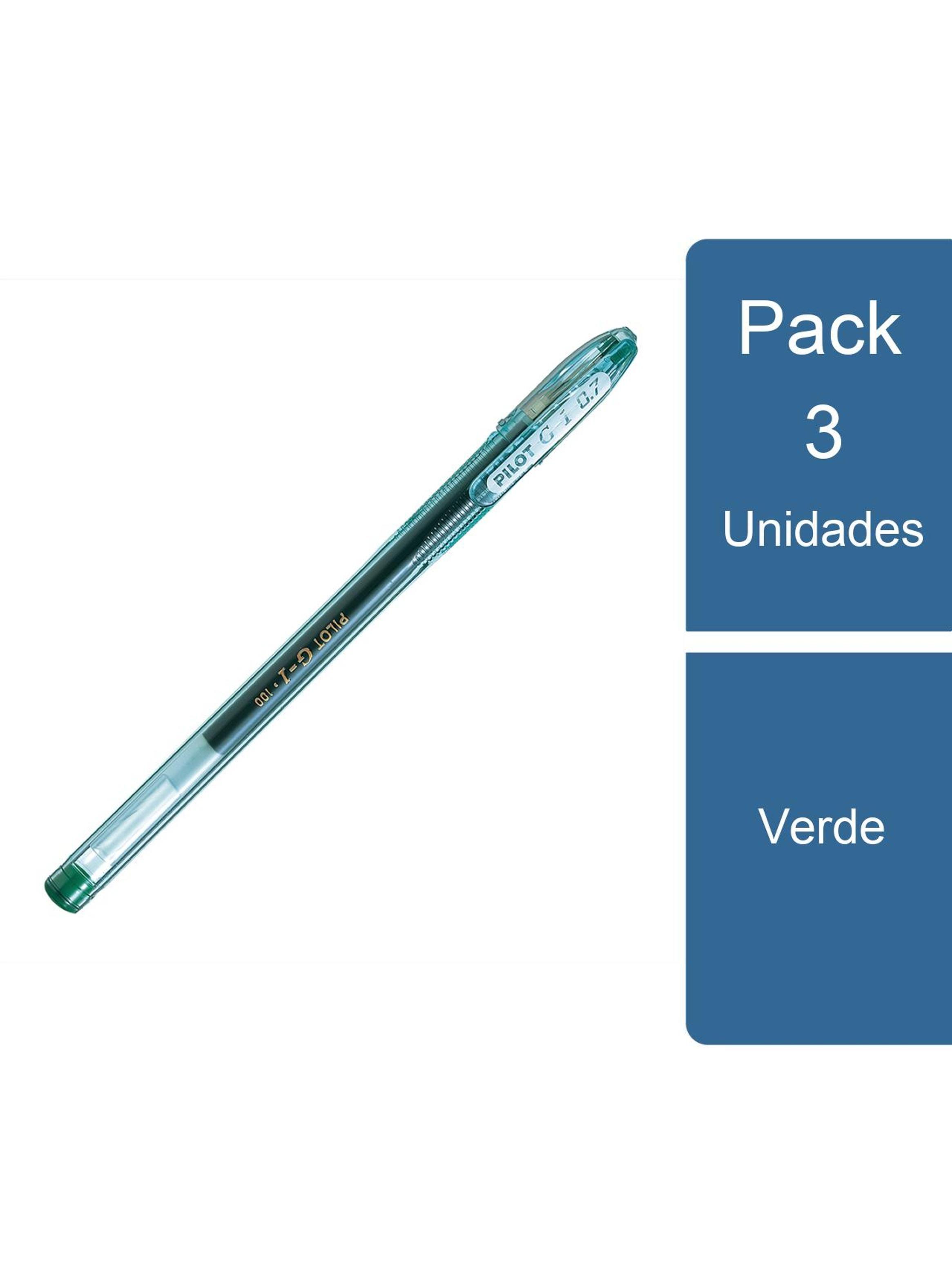 Pack 3 Lápiz Gel G-1 0.7 Verde Pilot-0