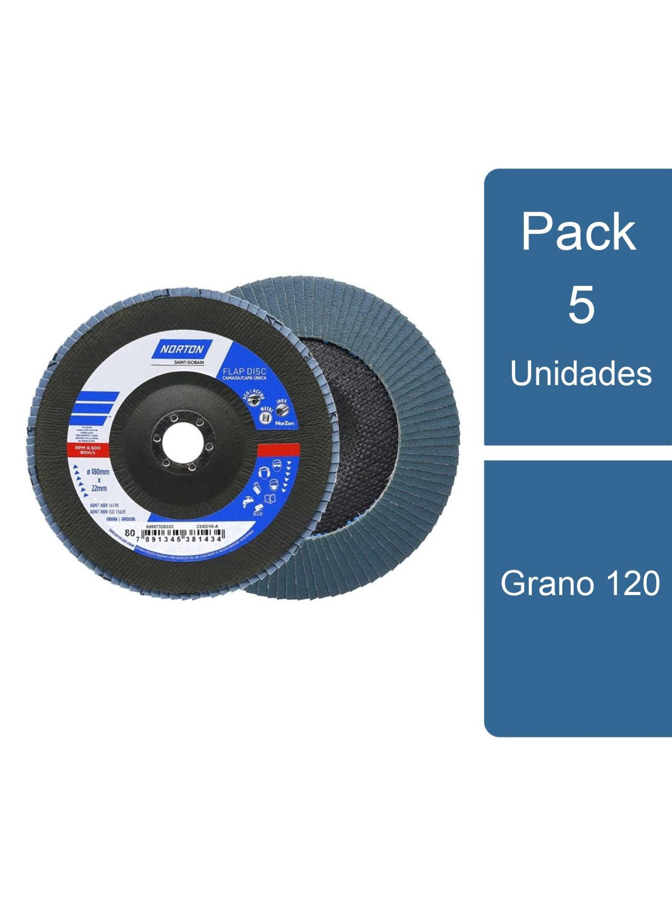 Pack 5 Disco Traslapado Lija 7" / 180mm Grano 120 Norton-0