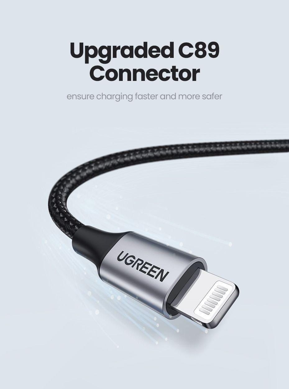 Cable USB-A a Lightning (iPhone) Bco Certificado 1mt Ugreen-5