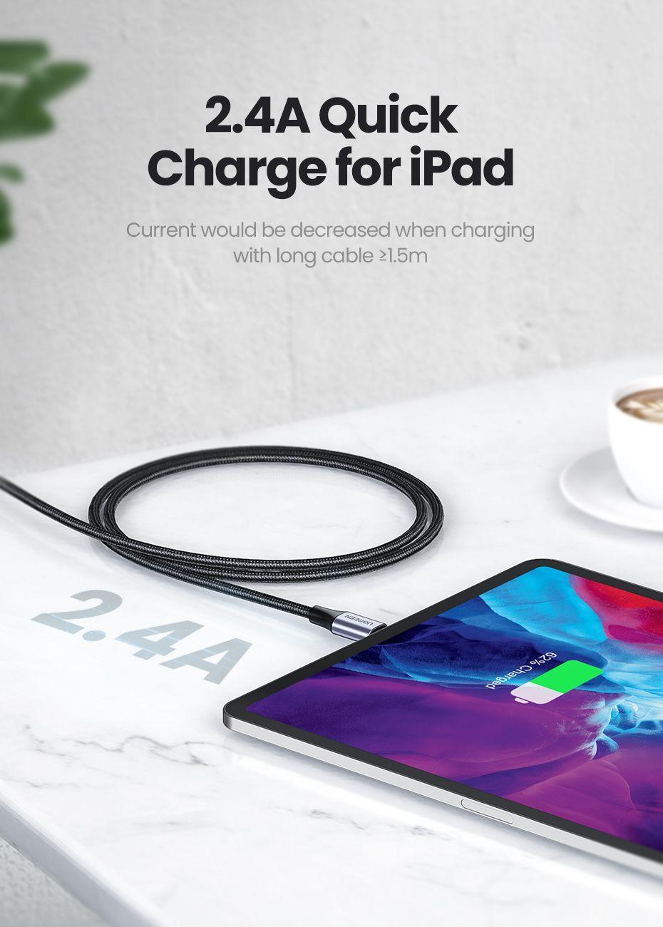 Cable USB-A a Lightning (iPhone) Bco Certificado 1mt Ugreen-2