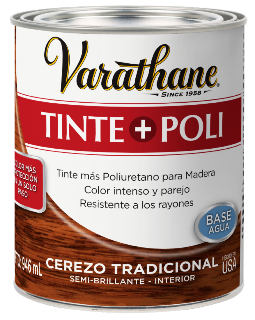 Barniz Poli + Tinte Base Agua 946ml Cerezo Trad Varathane-0