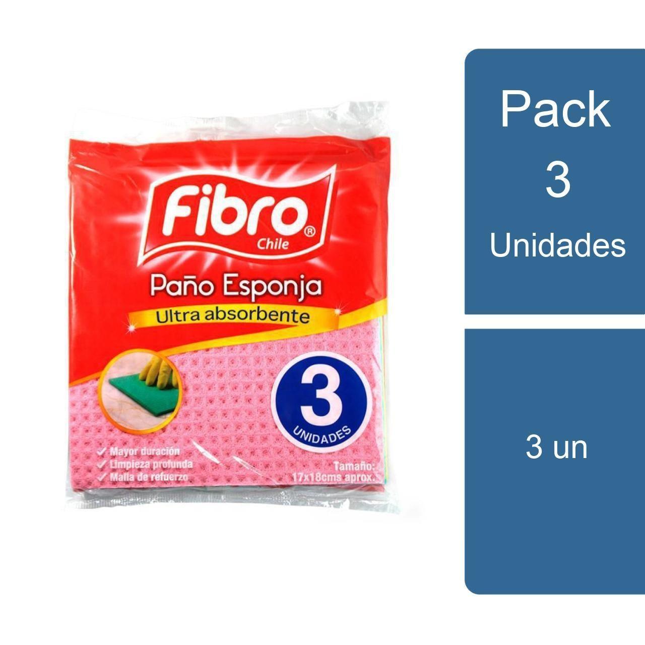 Pack 3 Paño Esponja Ultra Absorbente 3 un Fibro-0