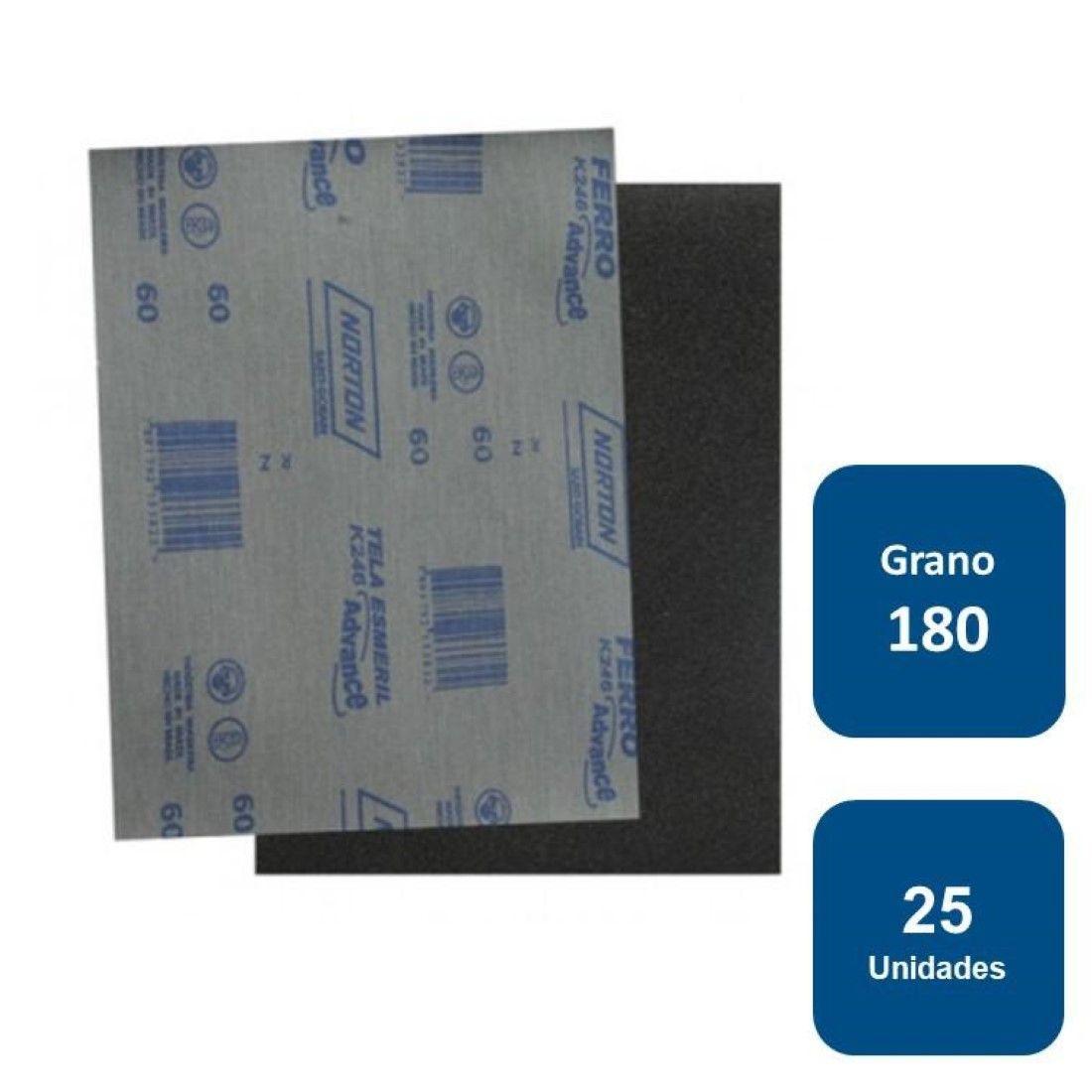 Lija Tela Para Metal Grano 180 25un. Norton-0