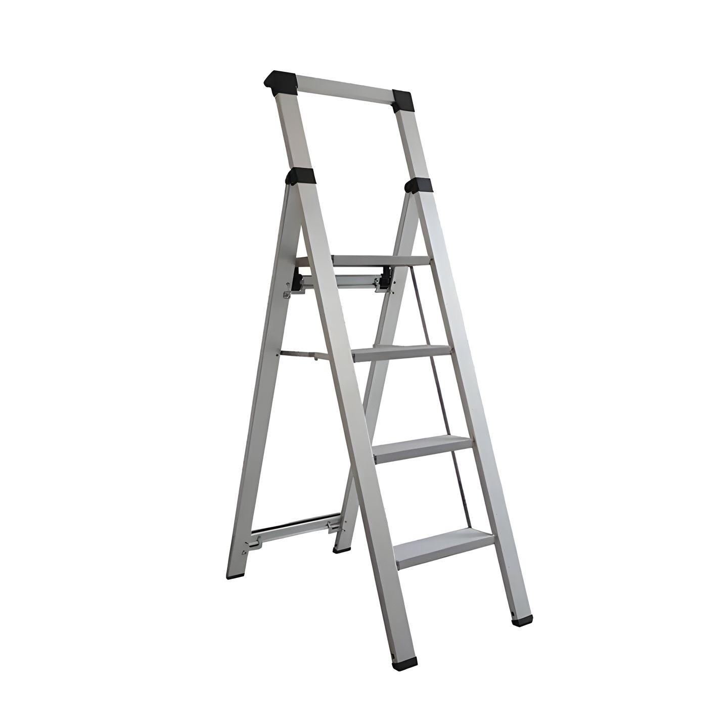 Escalera / Taburete plegable aluminio 200kg ultra liviano 4 peldaños - Toolmax-0