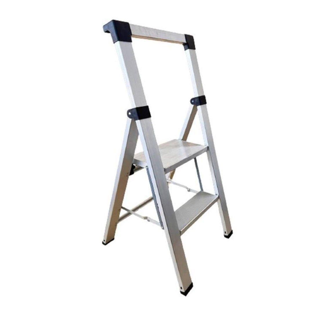 Escalera/taburete Plegable Aluminio 300kg 2 Peldaños Toolmax-0