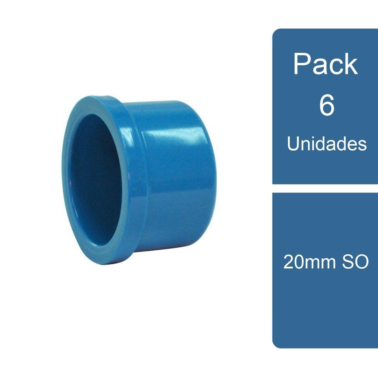 Pack 6 Tapa Gorro PVC Hidráulico 20mm SO PVC-0