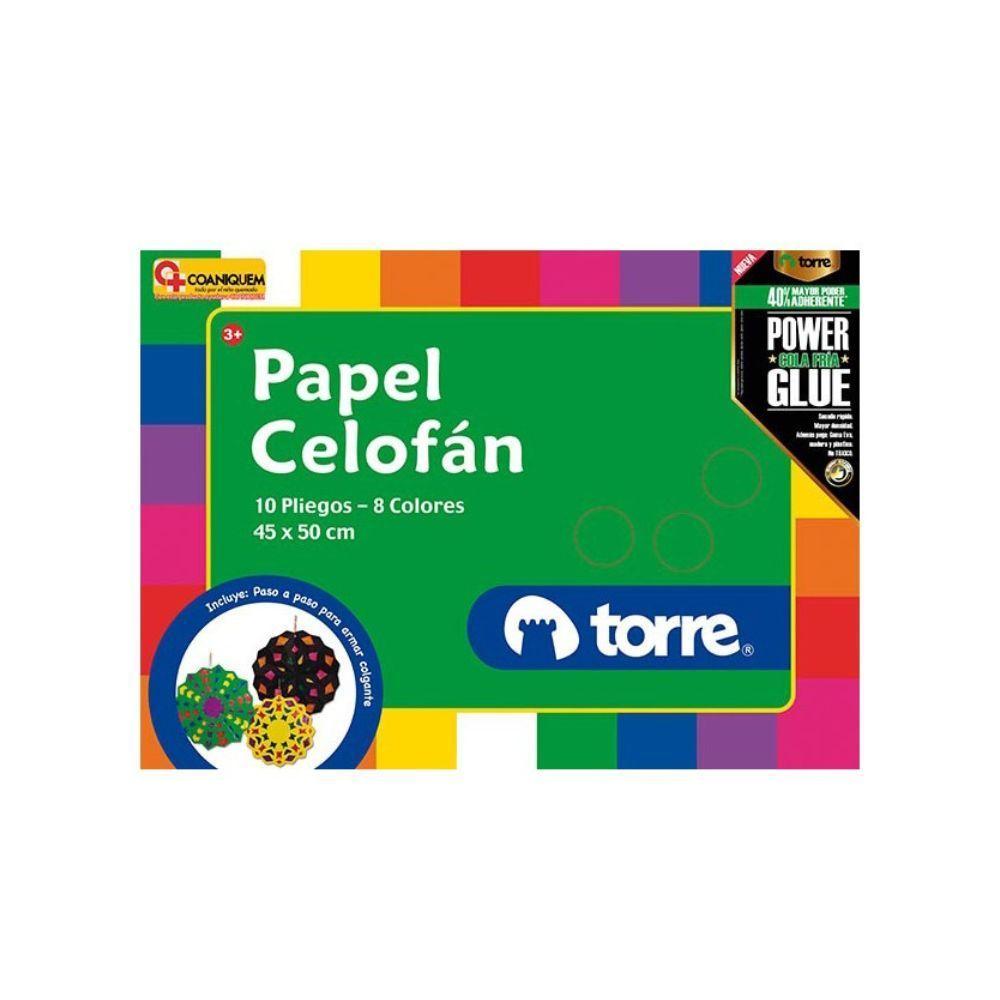 Papel Celofán 10 pliegos / 8 colores 45x50cms Torre-0