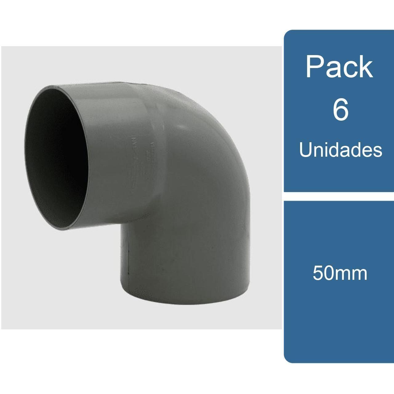 Pack 6 Codo PVC Sanitario Gris 50mm PVC-0