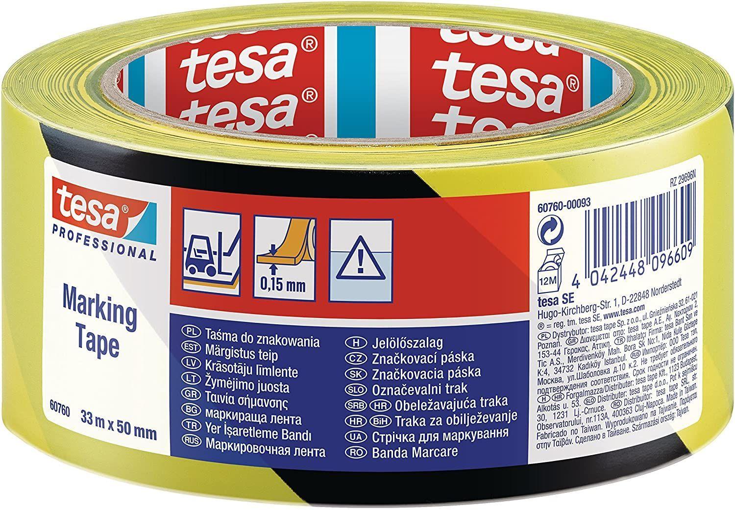 Pack 3 Cintas delimitadora 50mm x 33mts Amarilla Negra tesa-1