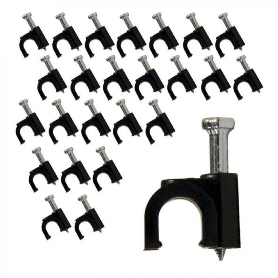 Macrotel Grampas Para Cables Coaxial Negras 25un-0