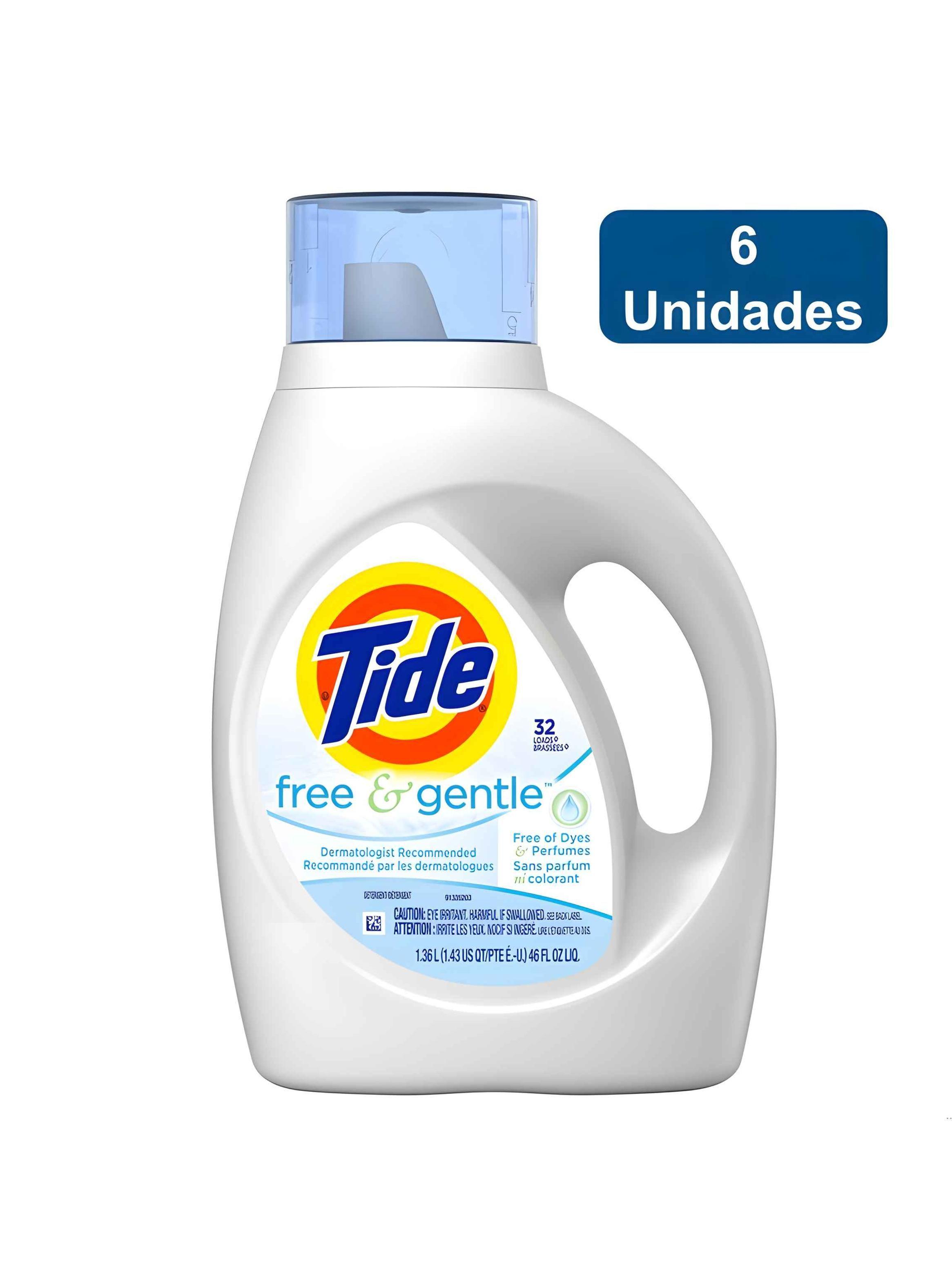 Detergente De Ropa Concentrado Free & Gentle 1.36lts X6 Tide-0
