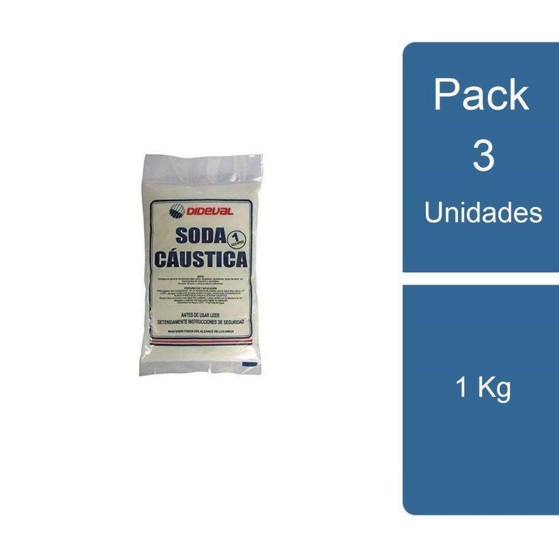 Pack 3 Soda Caustica en Escamas 1 Kg Dideval-0