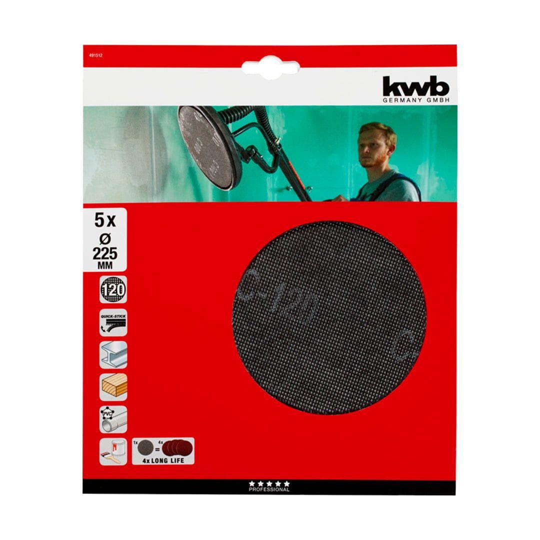 Disco de lija para lijadora de altura 225mm Grano 220 5un - KWB-0