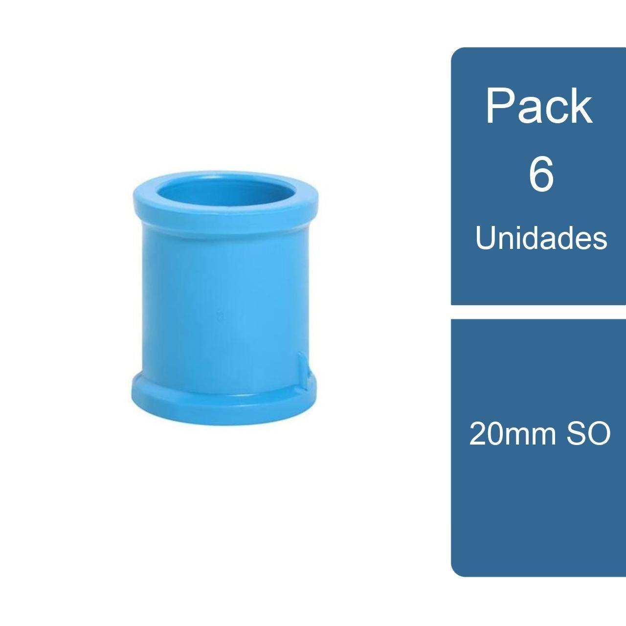 Pack 6 Copla PVC Hidráulico 20mm SO PVC-0